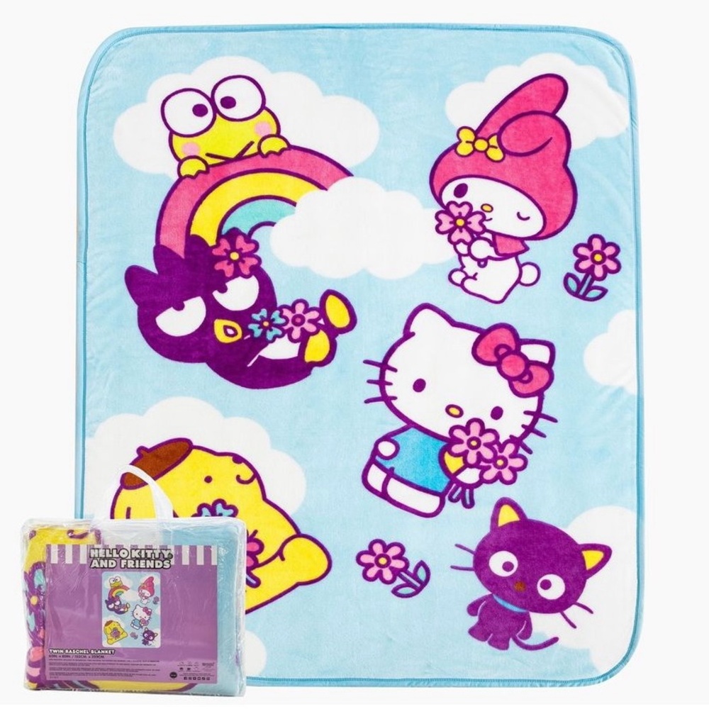 Hello Kitty and Friends Plush Throw Blanket Twin‎ My Melody Kuromi Sanrio